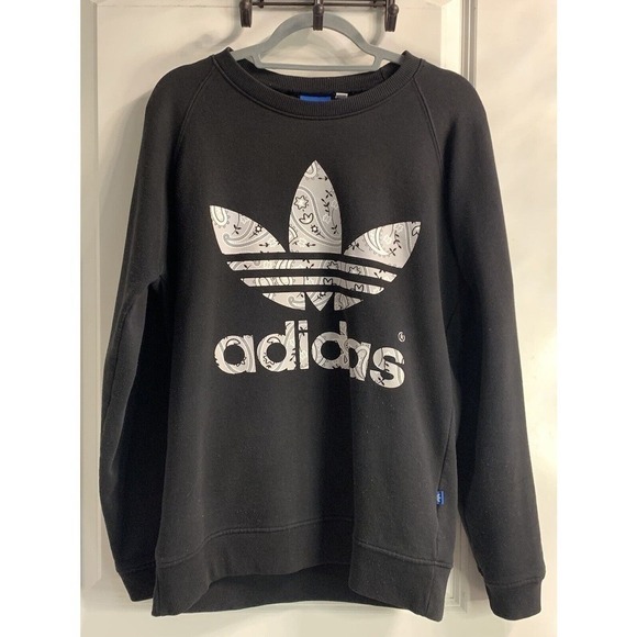 ADIDAS Mens M Jumper Cotton Blend Pullover Sweater Relaxed Fit Paisley - Picture 2 of 7